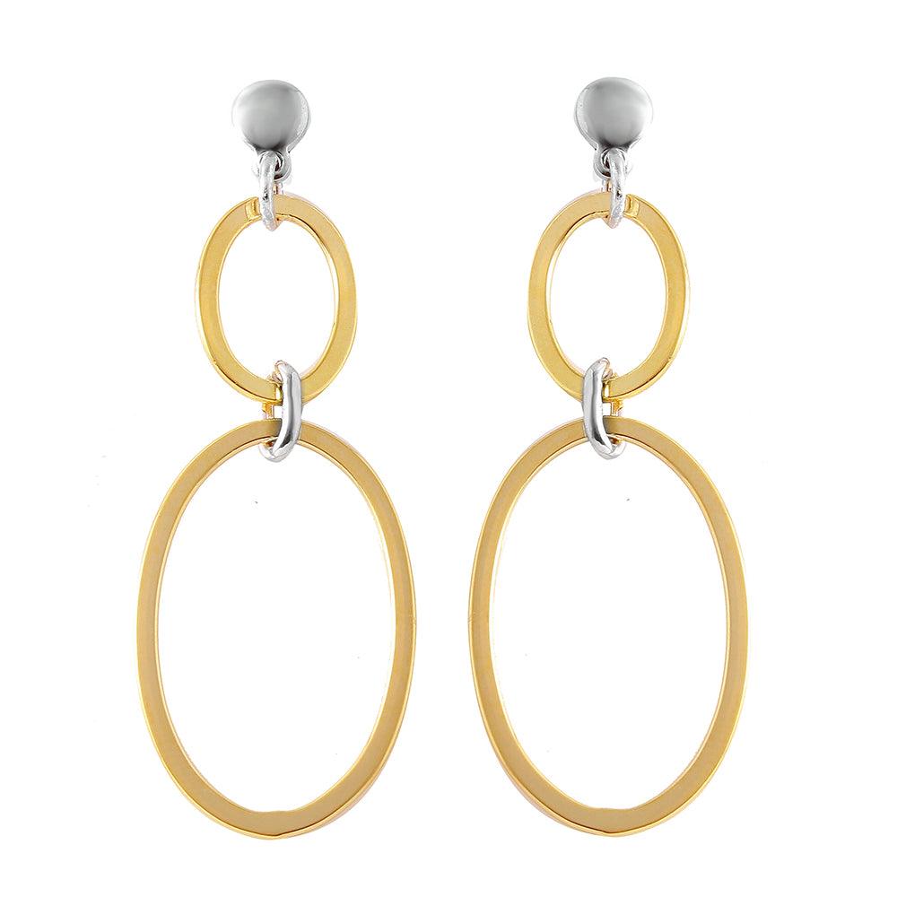 Silver 925 Gold Plated Double Open Oval Earrings - ITE00070GP | Silver Palace Inc.