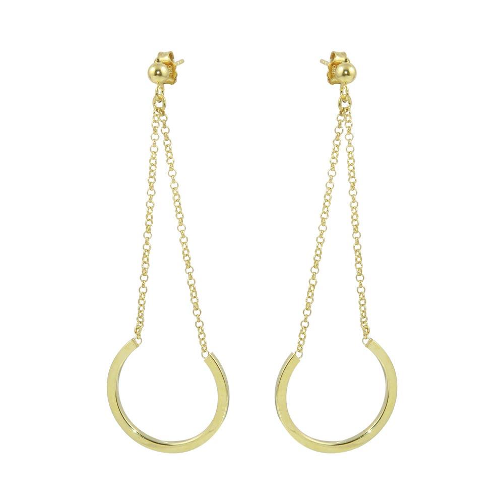 Silver 925 Gold Plated Dangling Earrings - ITE00085GP | Silver Palace Inc.