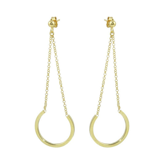 Silver 925 Gold Plated Dangling Earrings - ITE00085GP | Silver Palace Inc.
