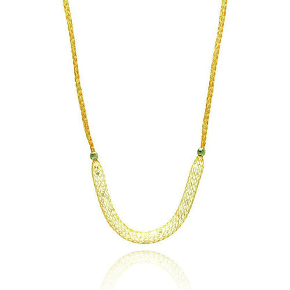 Closeout-Silver 925 Gold Plated Mesh Necklace Filled with CZ - ITN00024GP | Silver Palace Inc.