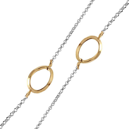 Silver 925 Chain Necklace with Curved Gold Plated Loops - ITN00117RH-GP | Silver Palace Inc.