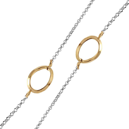 Silver 925 Chain Necklace with Curved Gold Plated Loops - ITN00117RH-GP | Silver Palace Inc.