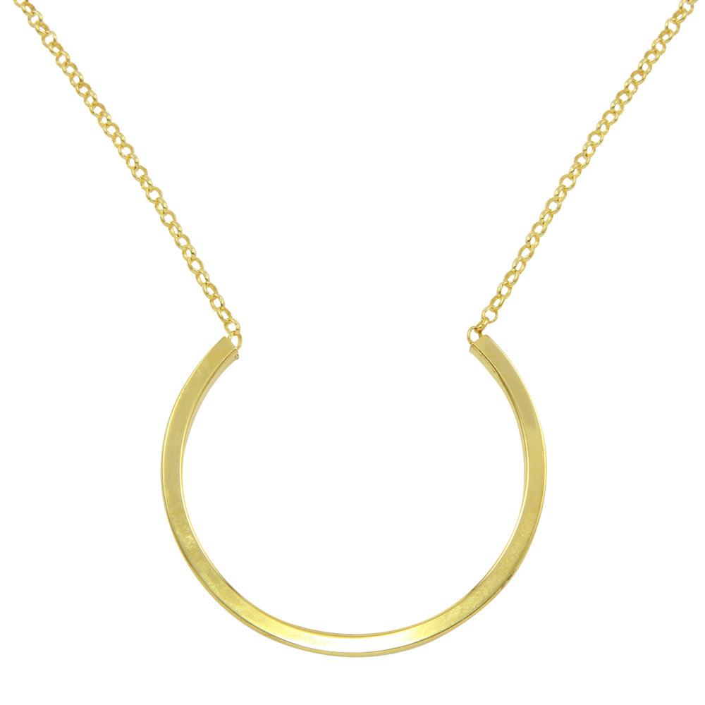 Silver 925 Gold Plated Semi Circle Necklace - ITN00121GP | Silver Palace Inc.