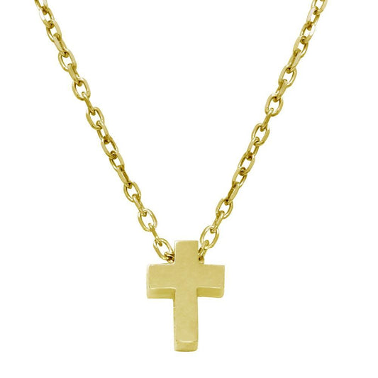 Silver 925 Gold Plated Mini Cross Pendant Necklace - JCP00002GP | Silver Palace Inc.