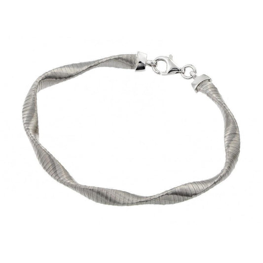 Silver 925 Rhodium Plated Mesh Twisted Italian Bracelet - JPB00006RH | Silver Palace Inc.