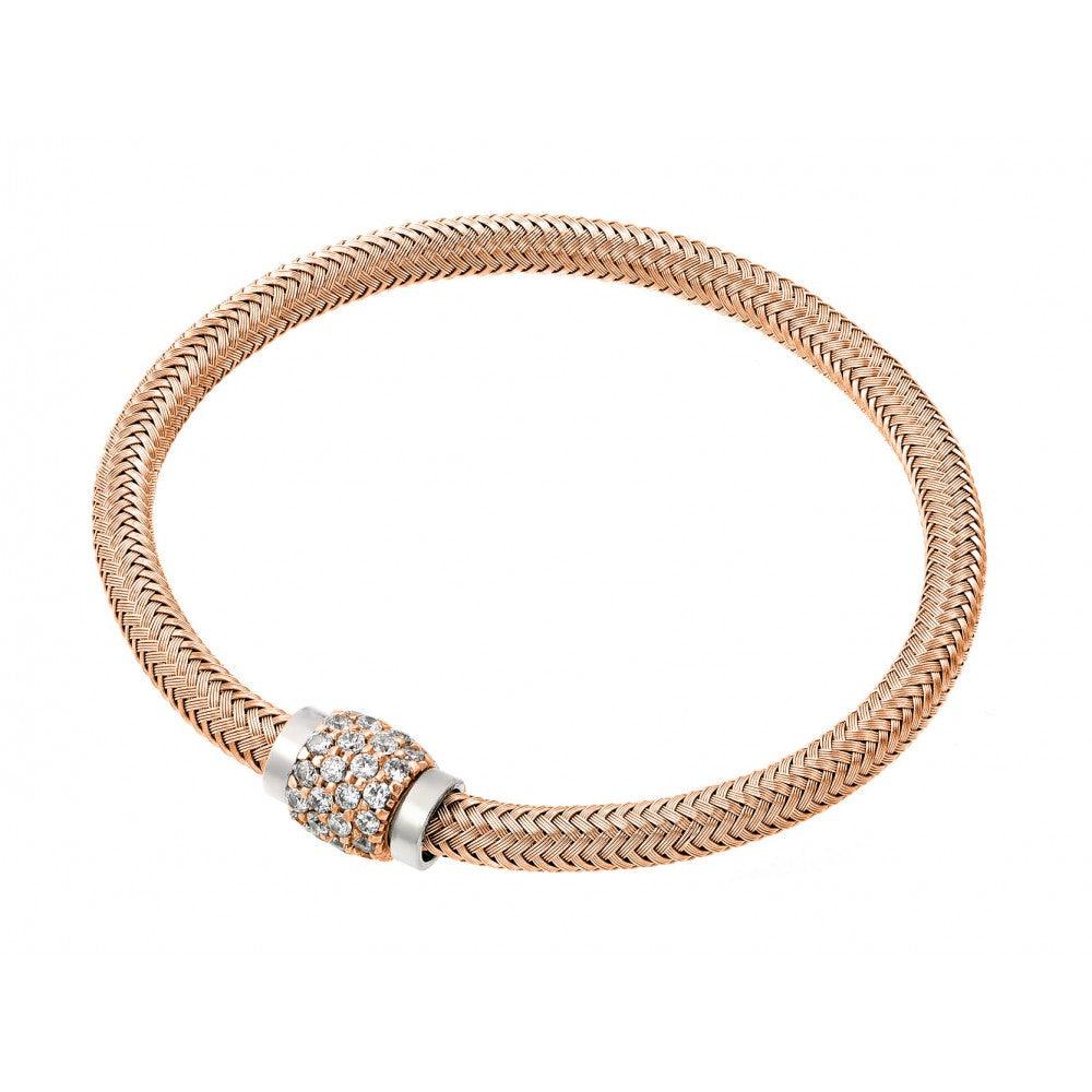 Silver 925 Rose Gold Plated Micro Pave Clear CZ Italian Bracelet - JPB00007RGP | Silver Palace Inc.