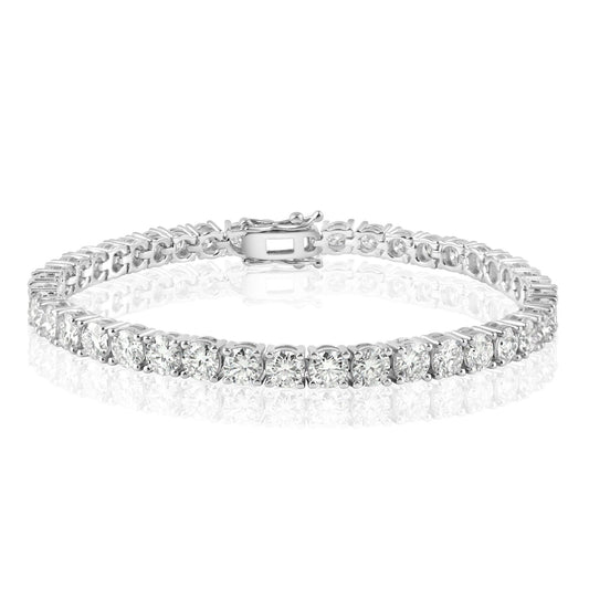 Silver 925 Rhodium Plated Moissanite Stone 4mm Tennis Bracelet - MBGB00002 | Silver Palace Inc.