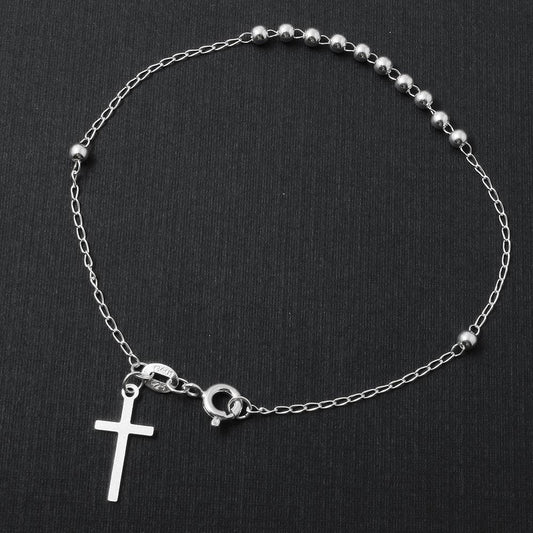 Silver 925 Rhodium Plated Rosary Bracelet 3mm - ROSB03-3MM | Silver Palace Inc.