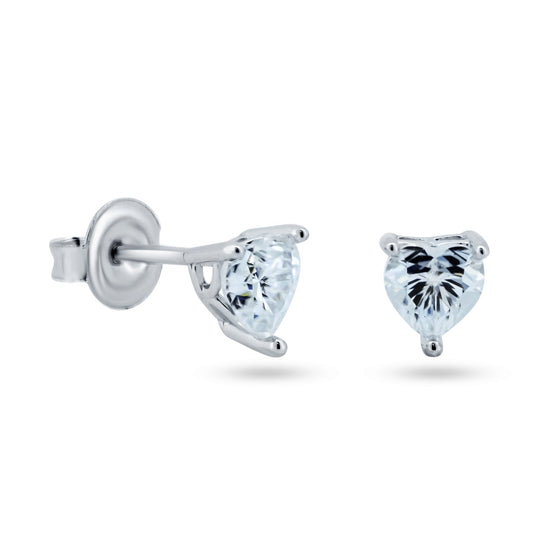 Sterling Silver 925 Rhodium Plated Moissanite Stone Heart Earring - MGME00004