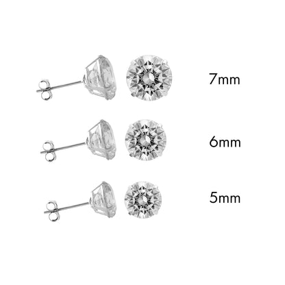 Sterling Silver 925 Rhodium Plated Moissanite Stone Round Push Back Earring - MGME00008 | Silver Palace Inc.