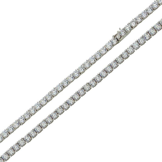 Silver 925 Rhodium Plated Moissanite Stone 3mm Tennis Necklace - MGMN00016