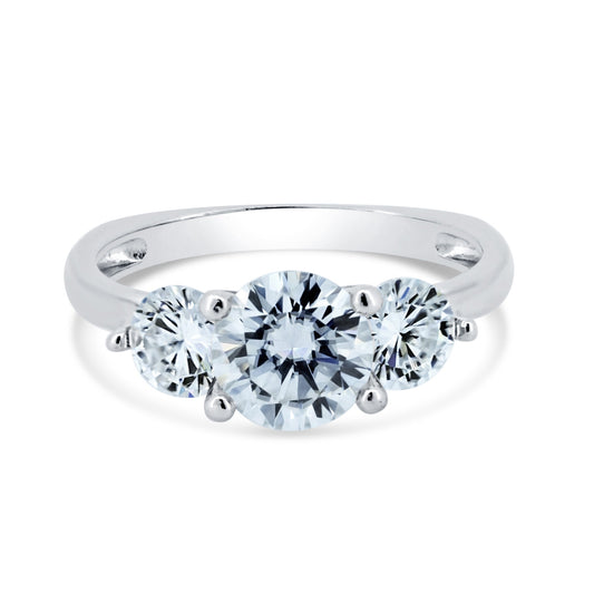 Silver 925 Rhodium Plated Past Present & Future Moissanite Ring - MGMR00001