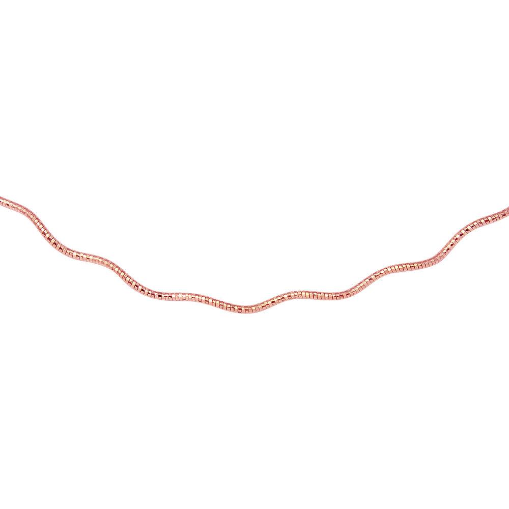 Silver 925 1 Layer Wave Omega Spring Chain Rose Gold Plated 1.3mm - CH924 RGP | Silver Palace Inc.