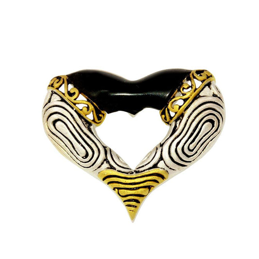 Closeout-Silver 925 Tri-Color Open Heart Pendant - P 640272 | Silver Palace Inc.