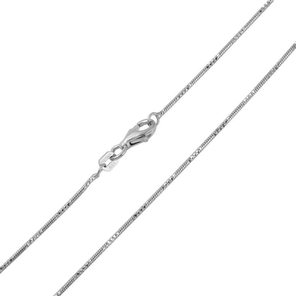 Silver Rhodium Snake Round 025 4DC Chain 1mm (Pk of 6) - CH144 RH