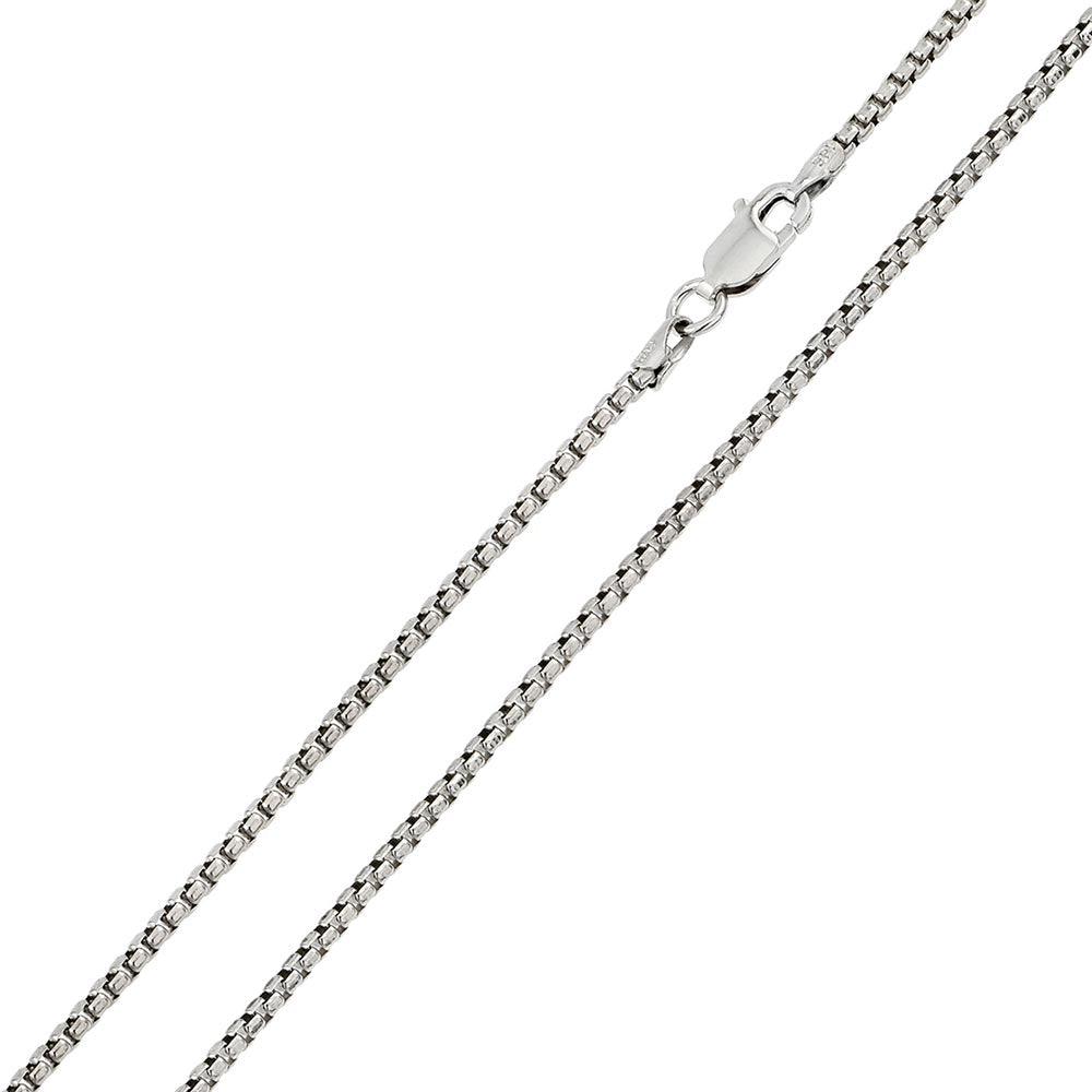 Silver 925 Rhodium Plated Round Box 050 Chain 2.6mm - CH218 RH | Silver Palace Inc.