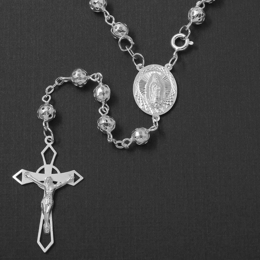 Silver 925 High Polished Filigree Rosary 6mm - ROS23-6MM | Silver Palace Inc.