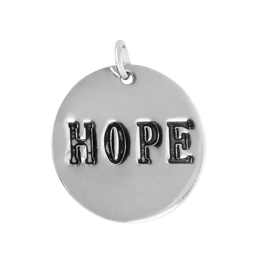 Silver 925 'Hope' Engraved Disc Pendant - SGAY00007 | Silver Palace Inc.