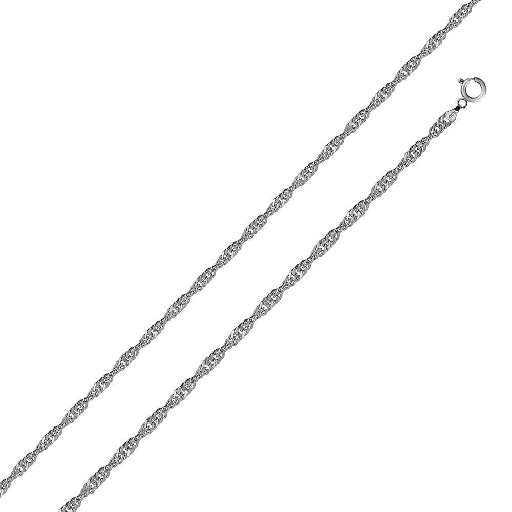 Silver 925 Rhodium Plated Singapore 015 Chain 1mm - CH138 RH | Silver Palace Inc.