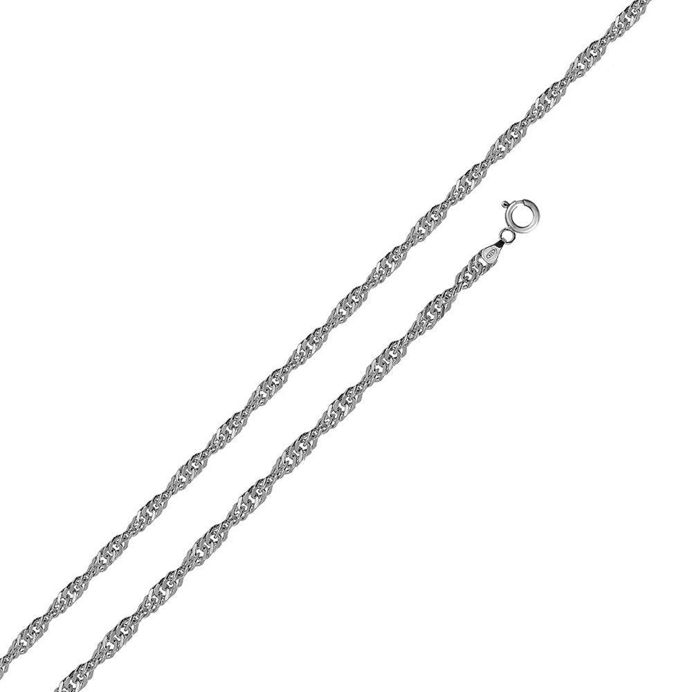 Silver 925 Rhodium Plated Singapore 020 Chain 1.2mm - CH139 RH | Silver Palace Inc.