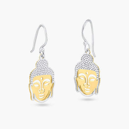 Silver 925 Two-Toned Flat Buddha Earrings - SOE00005 | Silver Palace Inc.