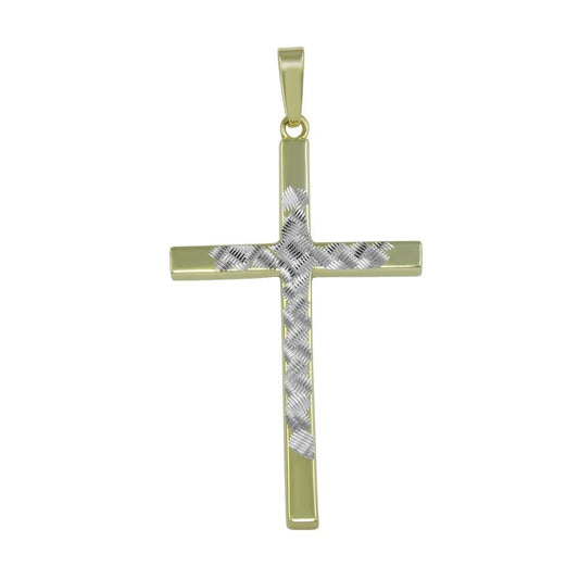 Silver 925 Two Tone Cross Pendant - SOP00023 | Silver Palace Inc.