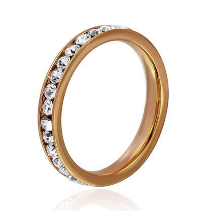 Stainless Steel Rose Gold Color CZ Eternity Band - SSR15RGP