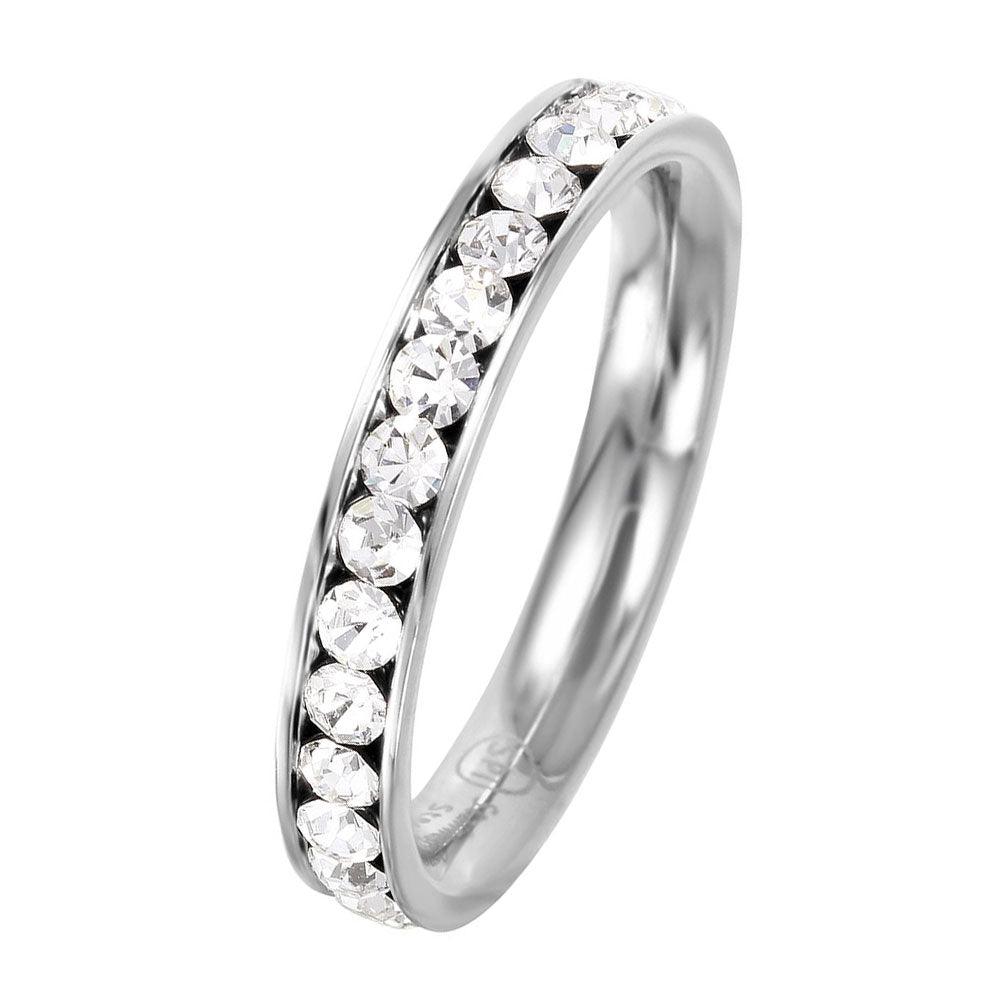 Stainless Steel CZ Eternity Band April - SSR15APR