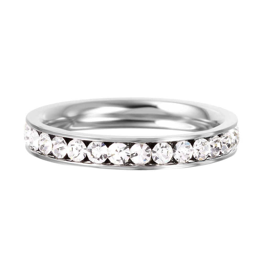 Stainless Steel CZ Eternity Band April - SSR15APR