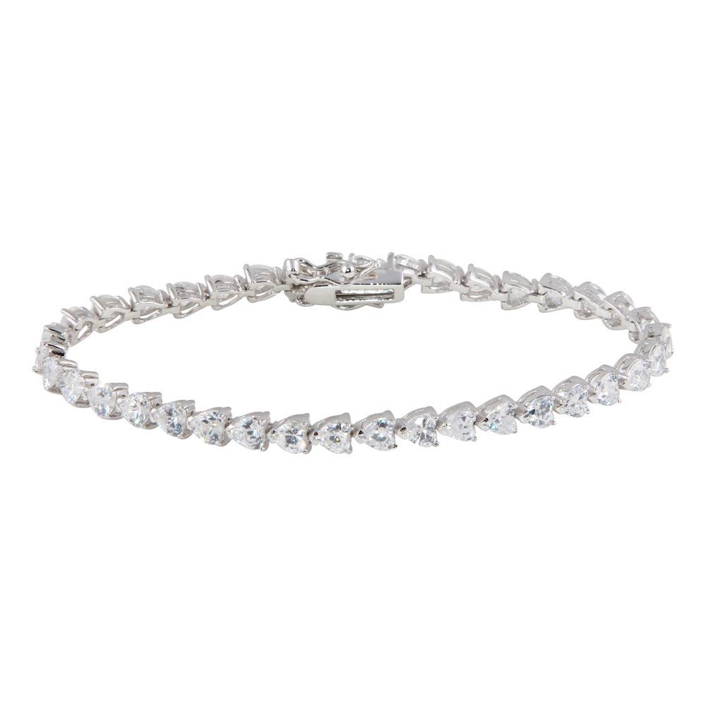 Silver 925 Rhodium Plated Clear Round CZ Tennis Bracelet - STB00016 | Silver Palace Inc.