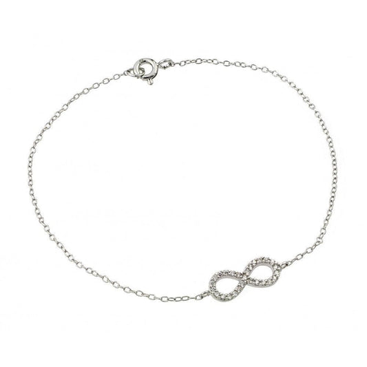 Silver 925 Rhodium Plated Infinity Clear CZ Bracelet - STB00495RHD | Silver Palace Inc.