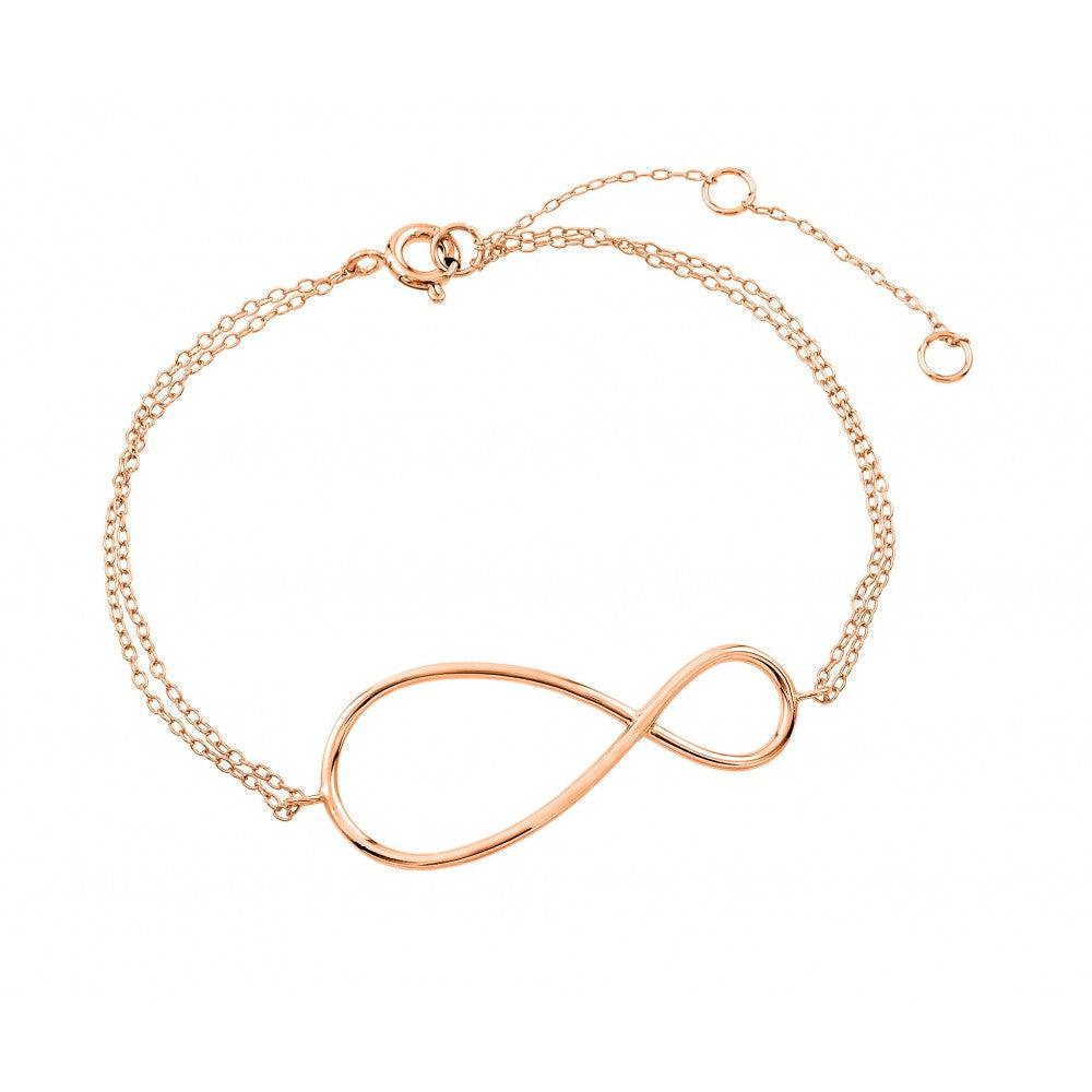 Silver 925 Rose Gold Plated Exaggerated Infinity Sign Bracelet - STB00496RGP | Silver Palace Inc.