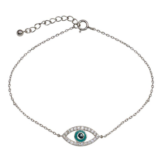 Silver 925 Rhodium Plated Evil Eye CZ Bracelet - STB00500 | Silver Palace Inc.