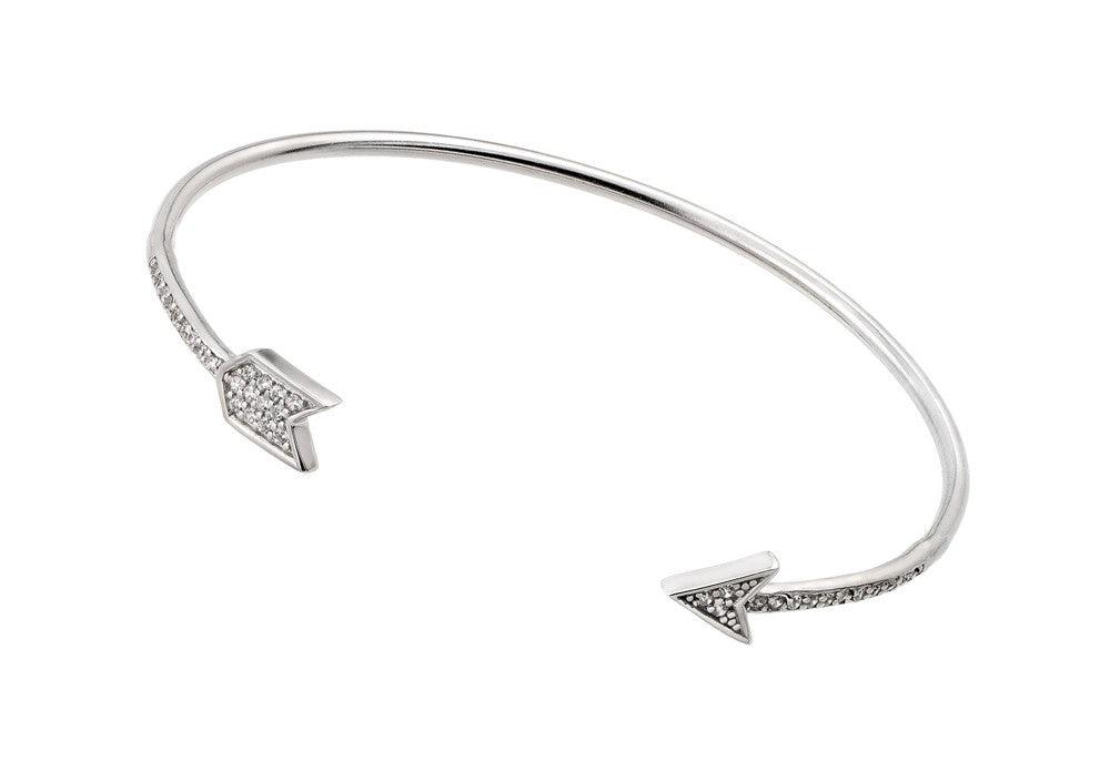 Silver 925 Rhodium Plated Arrow Clear CZ Bracelet - STB00510 | Silver Palace Inc.