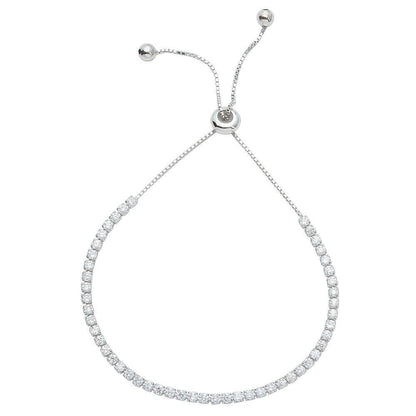 Silver 925 Rhodium Plated CZ Lariat Bracelet - STB00534 | Silver Palace Inc.