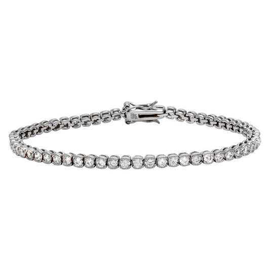 Silver 925 Rhodium Plated 3.5mm Round CZ Tennis Bracelet - STB00540RH | Silver Palace Inc.