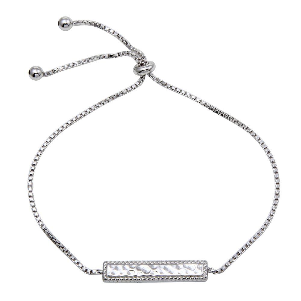 Silver 925 Rhodium Plated Bar Lariat Necklace - STB00556 | Silver Palace Inc.