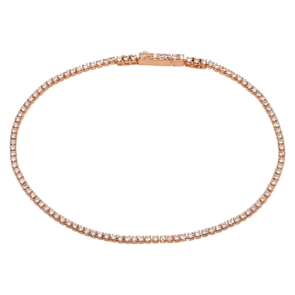 Silver 925 Rose Gold Plated Tennis Bracelet with CZ Stones - STB00558RGP | Silver Palace Inc.