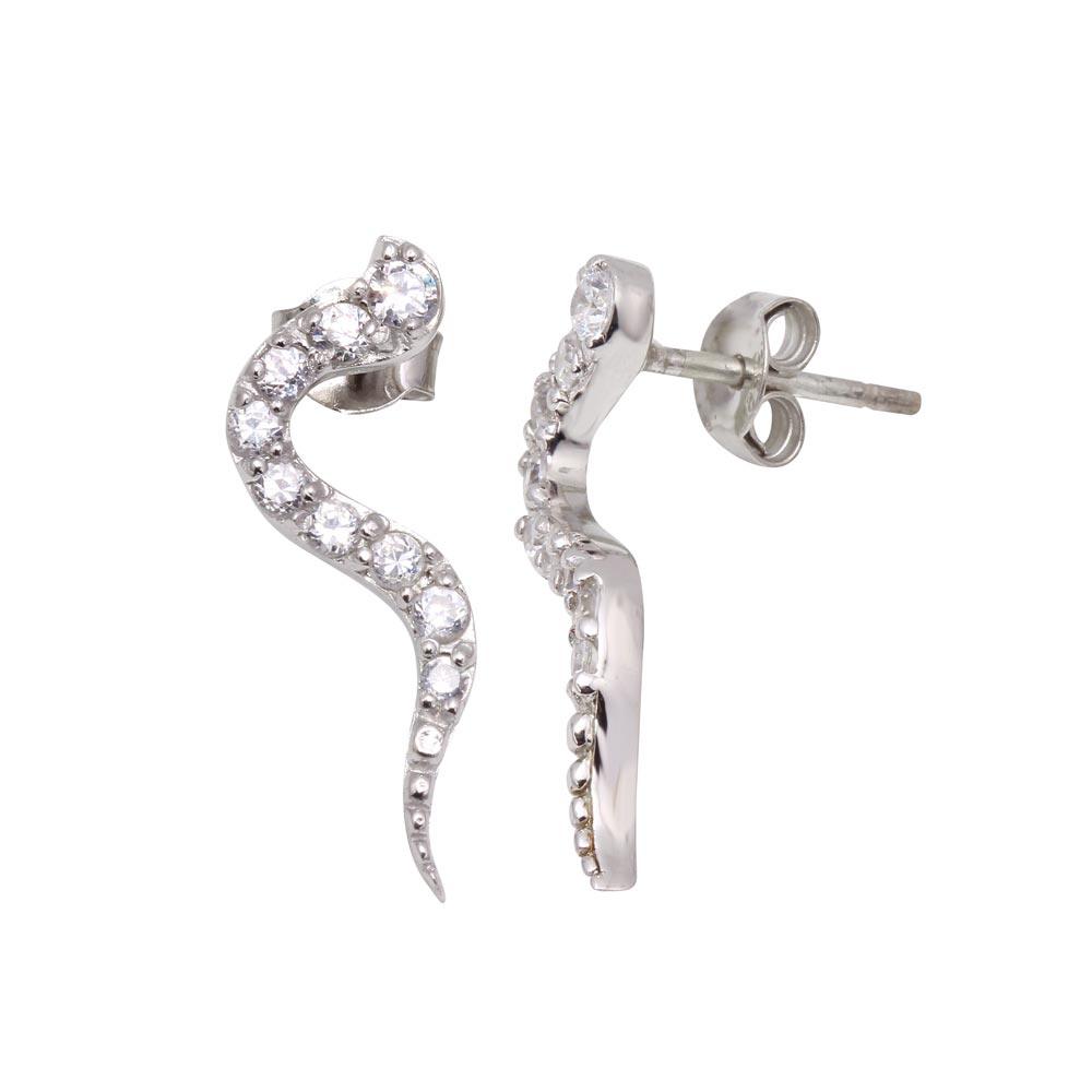 Silver 925 Rhodium Plated CZ Stud Earrings - STE00001 | Silver Palace Inc.