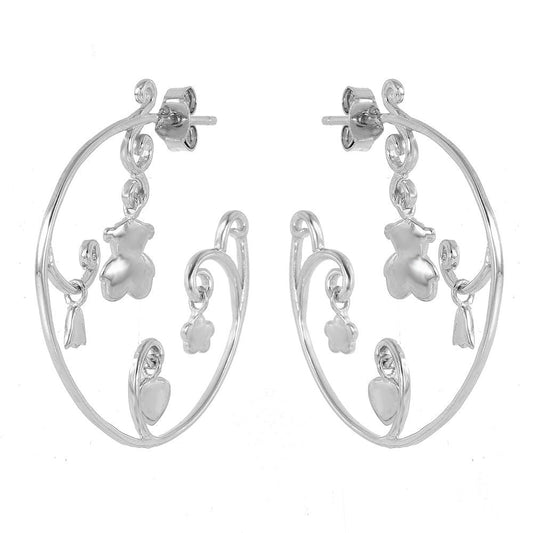 Closeout-Silver 925 Rhodium Plated Figure Round Hook Earrings - STE00521 | Silver Palace Inc.