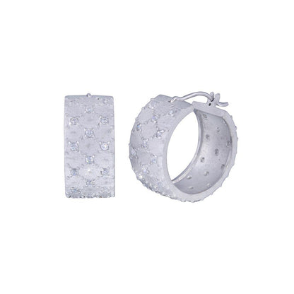 Closeout-Silver 925 Rhodium Plated Small Round Clear CZ Hoop Earrings - STE00763 | Silver Palace Inc.
