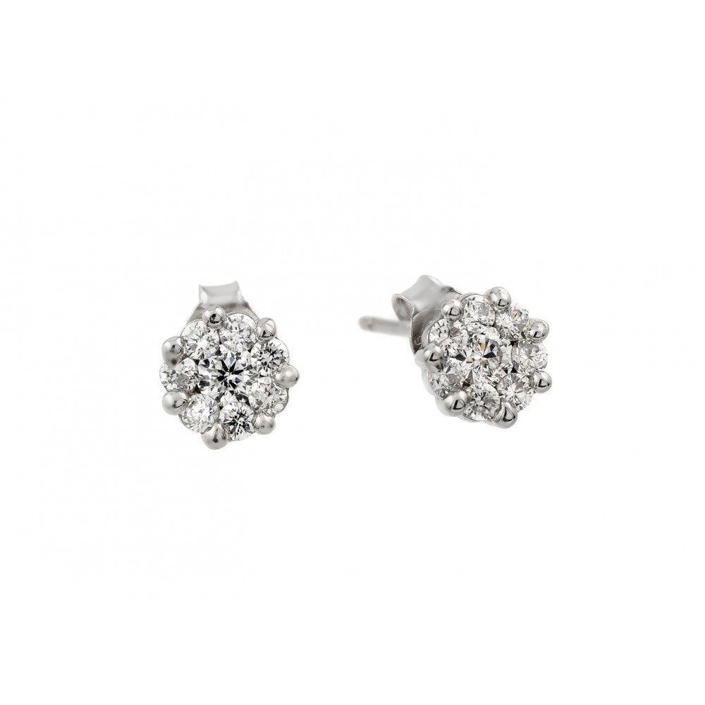 Silver 925 Rhodium Plated Cluster Earrings - STE00977 | Silver Palace Inc.
