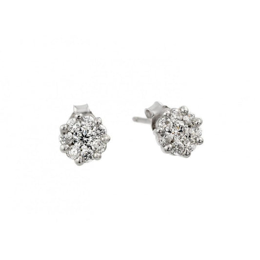 Silver 925 Rhodium Plated Cluster Earrings - STE00977 | Silver Palace Inc.