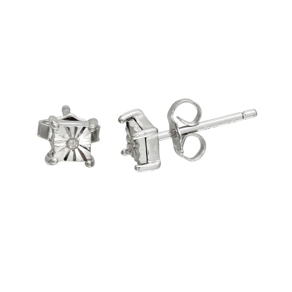 Silver 925 Rhodium Plated Square Stud Earrings - STE01106 | Silver Palace Inc.