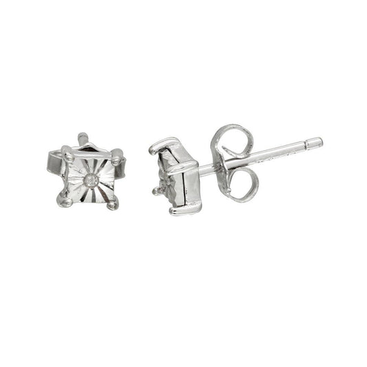 Silver 925 Rhodium Plated Square Stud Earrings - STE01106 | Silver Palace Inc.