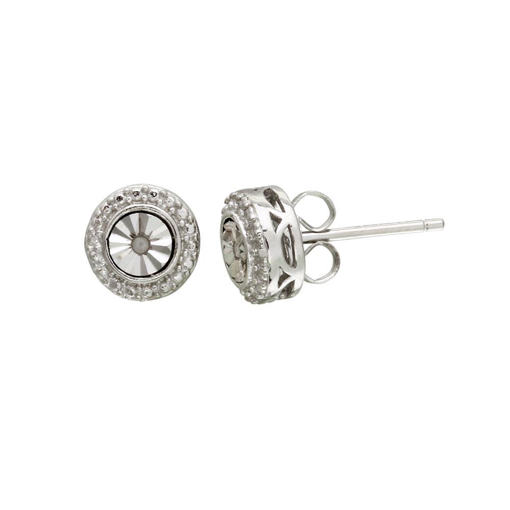 Silver 925 Rhodium Plated Round Earrings - STE01110 | Silver Palace Inc.