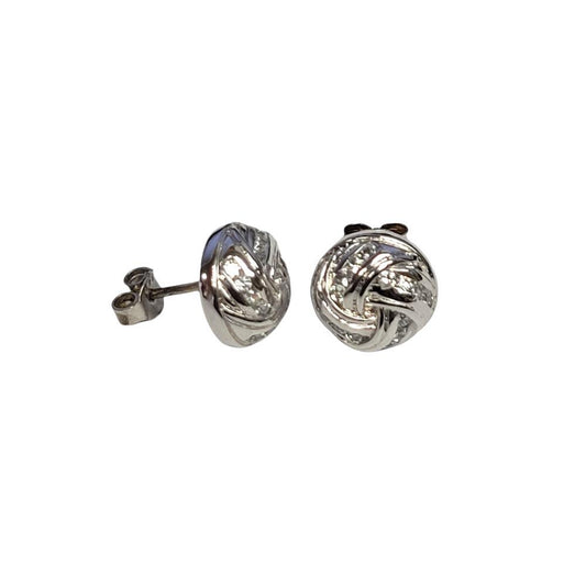 Closeout-Silver 925 Rhodium Plated Spiral Dome Clear CZ Stud Earrings - STEM001 | Silver Palace Inc.