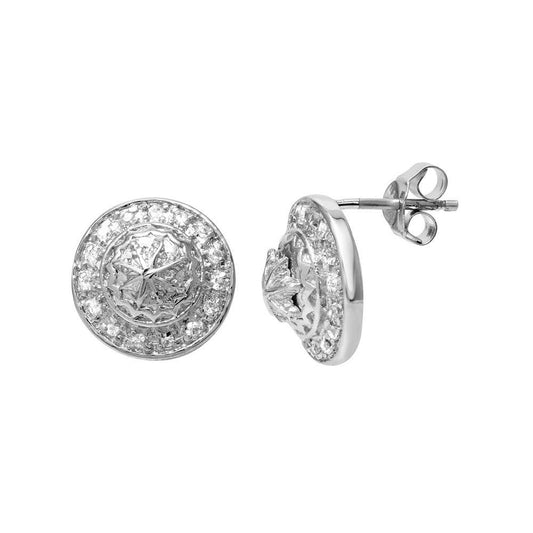 Closeout-Silver 925 Rhodium Plated Round Clear CZ Stud Earrings - STEM038 | Silver Palace Inc.