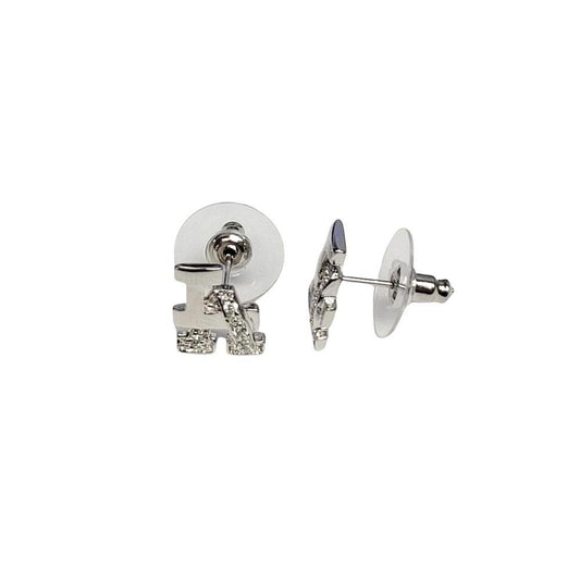 Closeout-Silver 925 Rhodium Plated LA Sign CZ Stud Earrings - STEM152 | Silver Palace Inc.