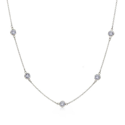 Silver 925 Rhodium Plated CZ By Yard Chain Necklace - STP00863 | Silver Palace Inc.